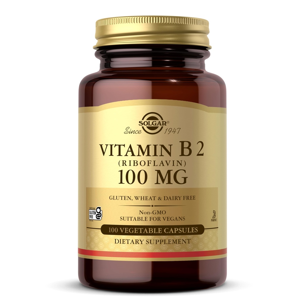 ソルガービタミンB2(リボフラビン)100mg、100野菜カプセル - エネルギー代謝、健康な神経系 - 非GMO、ビーガン、グルテンフリー、乳製品無料、コシャ - 100サービング