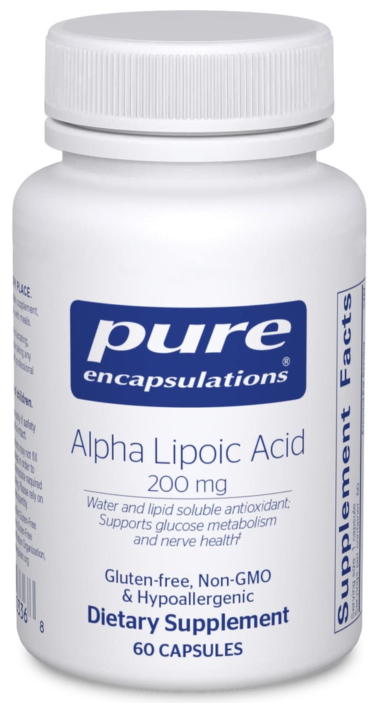 純粋なカプセル化アルファリポ酸200mg - 200mg ALA - 肝臓&抗酸化剤サポート* - 神経の健康と炭水化物代謝のために - ビーガン&非GMOサプリメント - 60カプセル