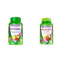 Vitafusion Probiotic Gummy Supplements、ラズベリー、ピーチ、マンゴーフレーバー、35デイサプライ、70カウントパワー亜鉛ガミービタミン、イチゴタンジェリンフレーバー、90カウント