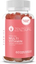 ZENZSUAL Multivitamin Gummies - ビタミンC、ビオチン、亜鉛 - おいしい、砂糖フリー、毎日のウェルネスのためのゼラチンフリー免疫サポートグミー(60フレーバーグミー)