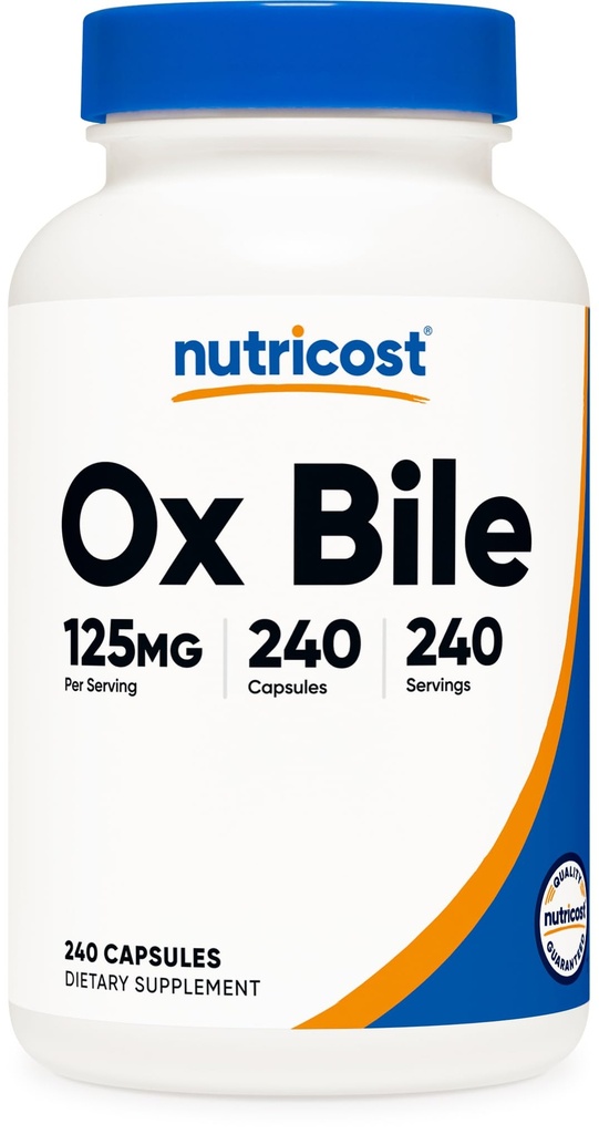 Nutricost Ox Bileカプセル125mg、240カプセル - 非GMO