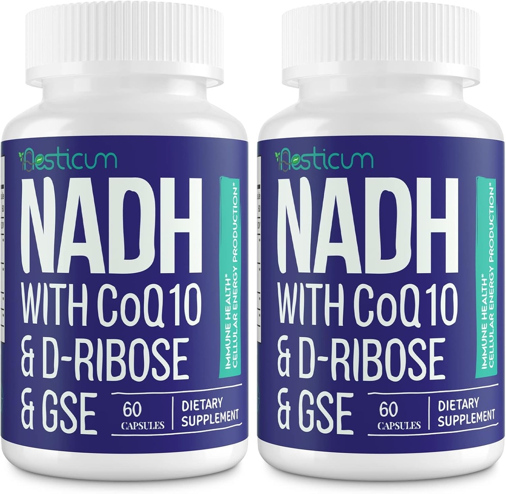 NADH 50mg + CoQ10 200mg + D-Ribose 150mgの補足、NAD+を後押しします 免疫システム、細胞エネルギー、焦点、減らされたニコチンアミドのアデニンのダイナクレオチド、120の野菜のカプセルのための補足