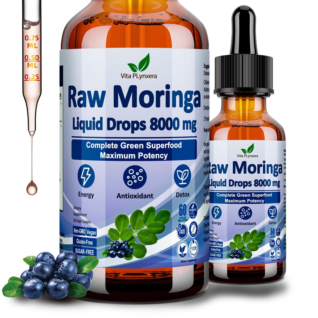 未加工Moringaの液体は8000のmgの有機性Moringa Oleiferaの葉のエキスw.小麦草のSupergreensのブレンド、酸化防止のためのBarleyの草、エネルギー及び免疫、カプセルの粉より高い効力を落とします