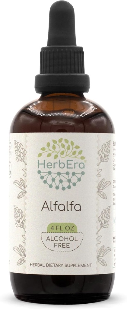 HerbEra Alfalfa B120アルコールフリーの草のエキスのチンキ、集中された液体は自然なアルファルファ4のflのozを落とします