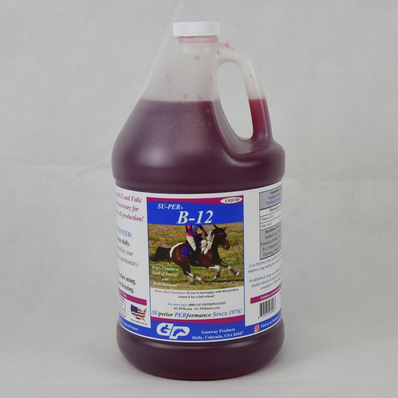 SU-PER B-12エネルギー馬の補足-EquineのビタミンB-12及びB-9の葉酸サポート液体-ピーク性能のための赤い血球の生産及びスタミナ サポート-ガロン、4か月の供給(120日)