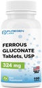 Puregen Labs Ferrous Gluconate 324 mg [High Potency] Iron Supplement, Gentle on Stomach - 100 Tablets