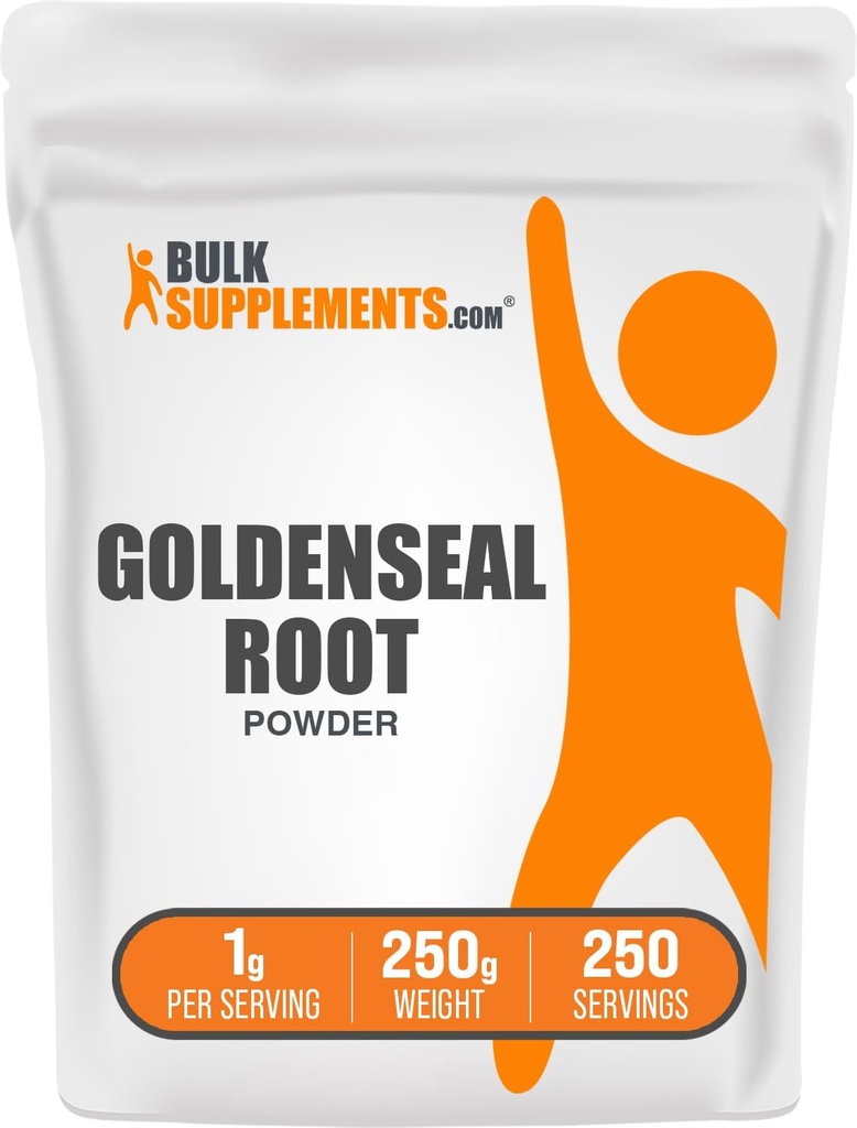 BulkSupplements.comゴールデンシールパウダー - ハーブサプリメント、ゴールデンシールルートから供給 - ビーガン&グルテンフリー、サービングあたり1g、250g(8.8オンス)(パッケージ1)