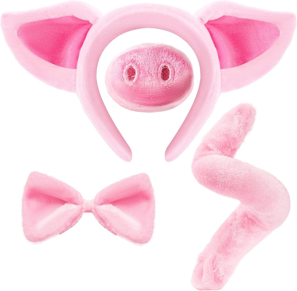 Spooktacular Creations ピンクピッグ ダルマティアン 衣装セット with Ears Nose Tail and Bow Tie, アニセックスのための動物の衣装アクセサリー