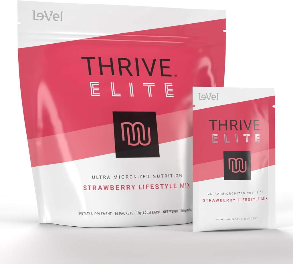 Le-Vel Thrive Elite Protein Shake | グルテンフリー、BCAA、プロバイオティクス、酵素配合のプロテインブレンド |16 サービング - シングルパケット、いちご