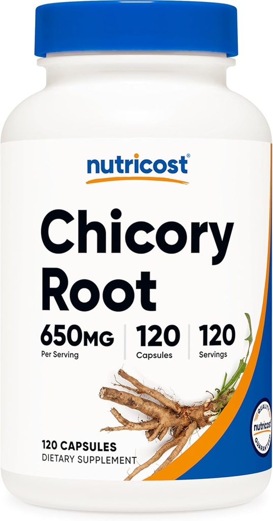 カプセルごとのNutricostのChicoryの根650mg - 120の植物ベースのカプセル、非GMOのグルテンフリー