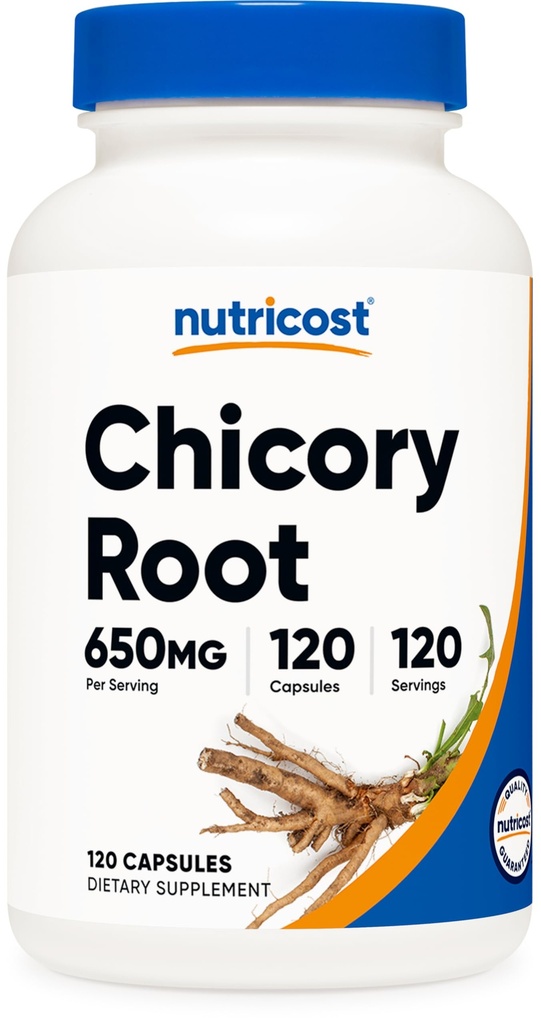 カプセルごとのNutricostのChicoryの根650mg - 120の植物ベースのカプセル、非GMOのグルテンフリー