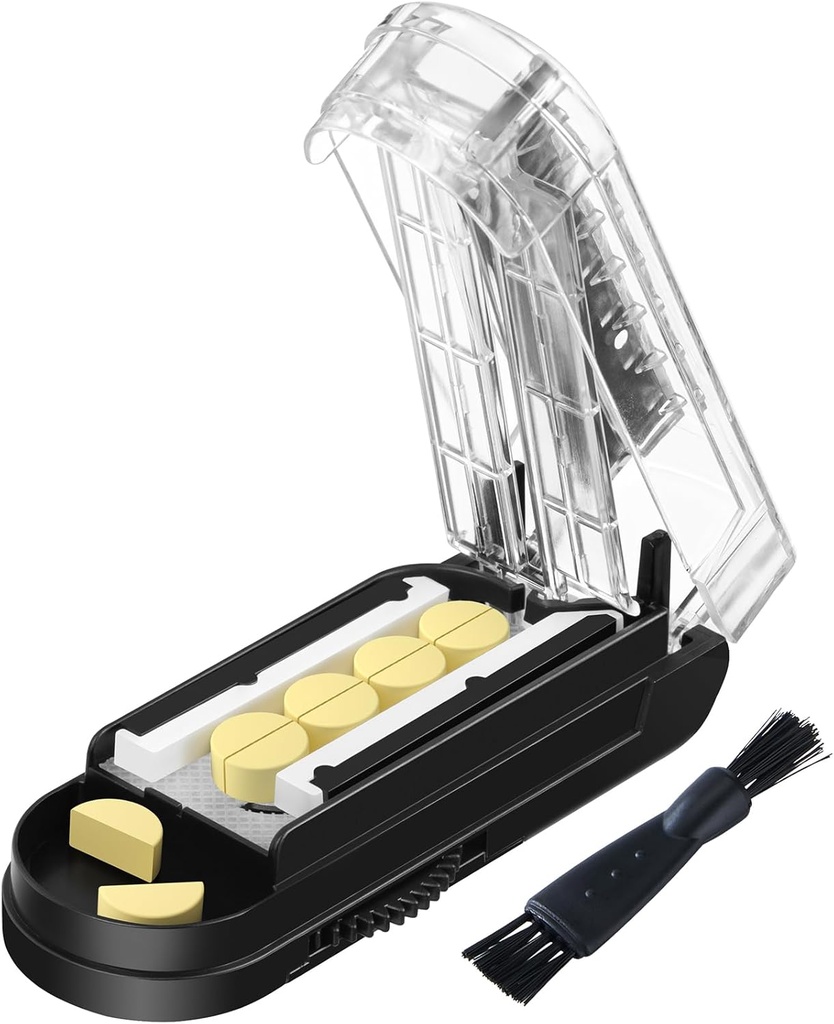 一度に複数の丸薬のためのピルカッター, 小さなと小さな丸薬のためのピルカッタースプリッタ, 小さなまたは大きな丸薬のためのピルカッター, 隠されたシャープステンレスブレードとピルスプリッタ (黒)