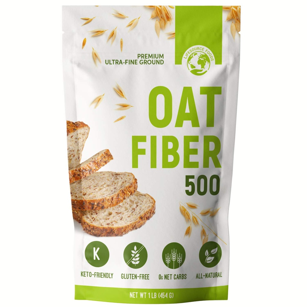 ライフソース食品オート麦繊維500(1 LB) Keto、ゼロカルブ、グルテンフリー、低炭水化物ベーキングとパン、OUコーシャ、再封ポーチのためのオールナチュラル繊維