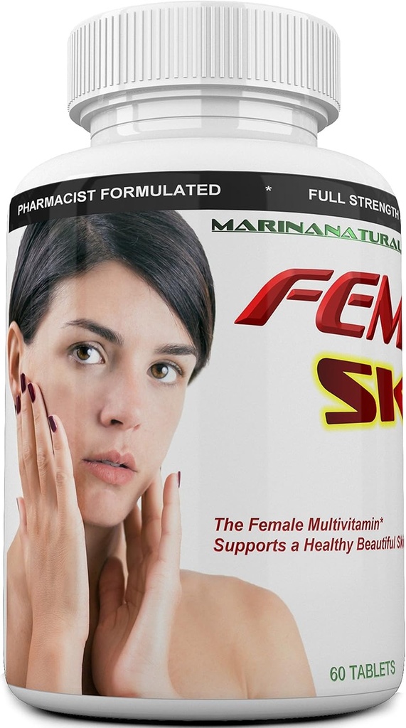 FEMVITの皮のMultivitamin、より若い皮のための複数の鉱物及び草のエキス。コラーゲン、Hyaluronic酸およびBiotinの反しわの反老化。60のタブレット(クリーム無し)