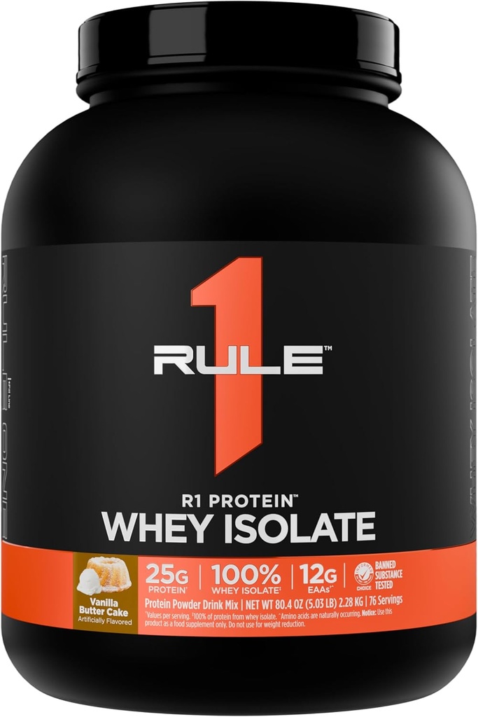 ルール1 R1タンパク質 Whey Isolate - ワークアウトの回復(5ポンド*、バニラバターケーキ)のための分離&加水分解ソースから25gタンパク質&6g BCAA排他的に