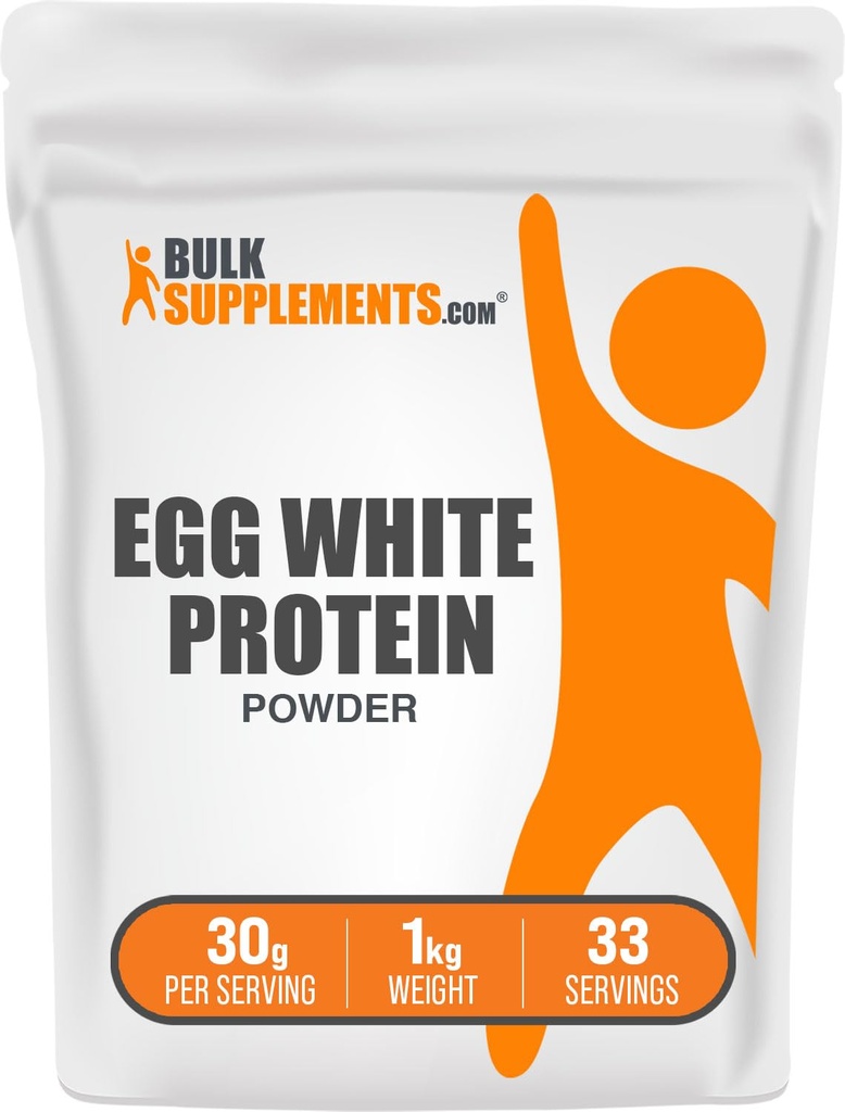 BulkSupplements.comエッグホワイトプロテインパウダー - 卵白パウダー、乳糖フリープロテイン - 風味が悪い&乳製品無料、1kgあたり30g(2.2ポンド)(1パック)