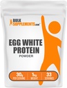 BulkSupplements.comエッグホワイトプロテインパウダー - 卵白パウダー、乳糖フリープロテイン - 風味が悪い&乳製品無料、1kgあたり30g(2.2ポンド)(1パック)