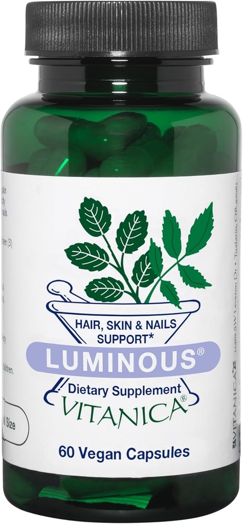 Vitanica Luminous, Hair, Skin and Nail Support, Vegan, 60 Capsules