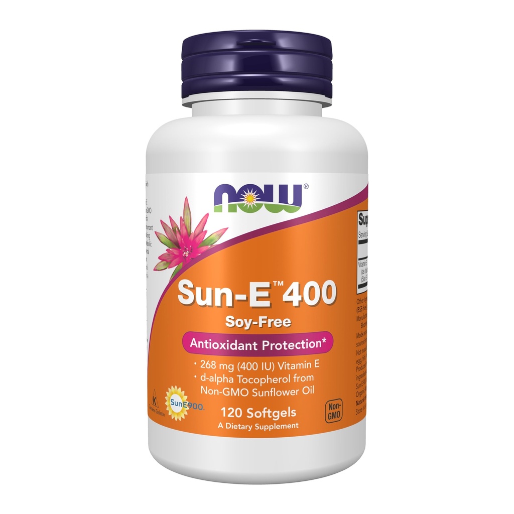 NOW Foodsは、非GMOサンフラワーオイル、120 SoftgelsのdアルファトコフェロールとSun-ETM 400 IUを補います