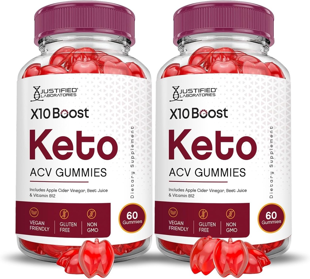 Justified Laboratories (2 Pack X10 Boots Keto ACV Apple Cider Vinegar Boost Formulated with Pomegranate Beet Juice Powder B12 Vegan Non GMO 120 Gummies