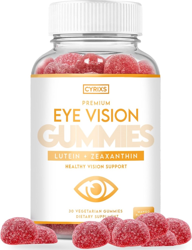一般的なCyrixs健康眼の視野のグミ - 大人のためのルテイン&ゼアキサンチンの目の健康の補足 - おいしいマンゴー風味の目のビタミン - クリスタルクリアービジョンのための目の快適さと青い光の防衛
