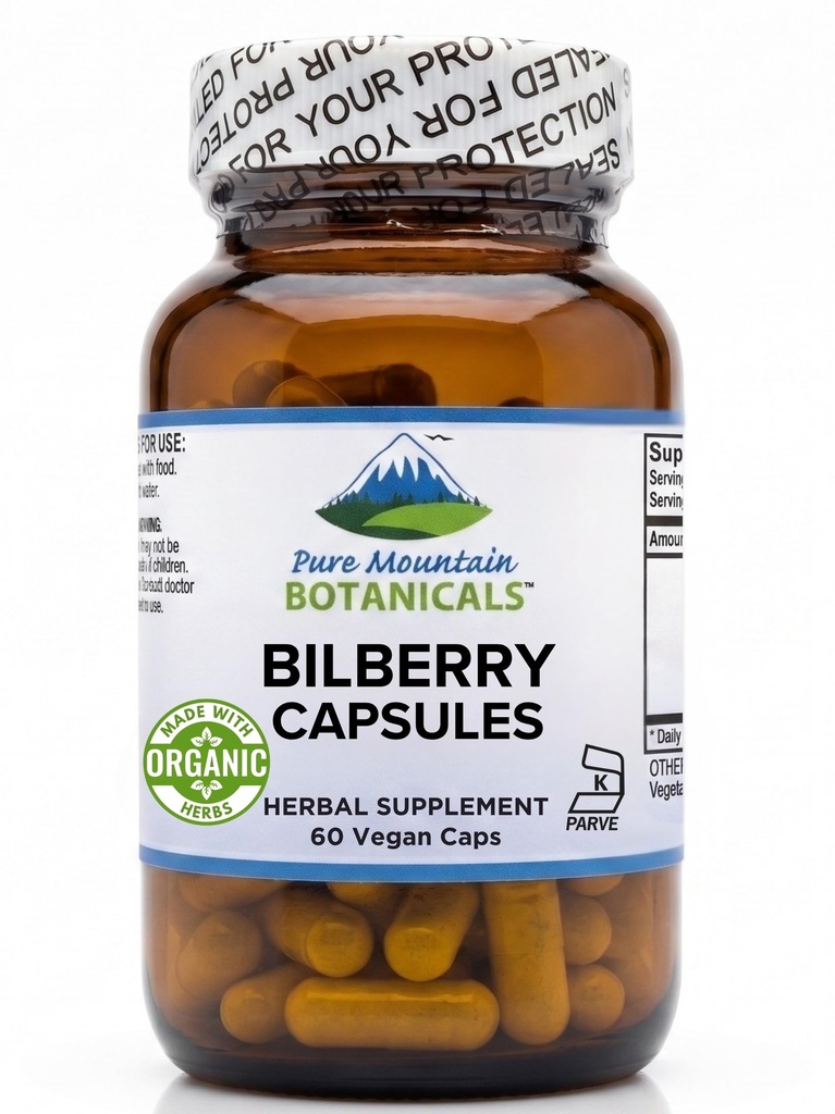純粋な山の植物のBilberryのエキスの補足のビーガンKosherのカプセル250mgの有機性Bilberryの葉及びBillberryの50mgの有効なエキス