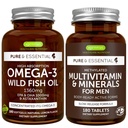 高吸収オメガ-3ワイルドフィッシュオイル+メチル化された男性のマルチビタミンバンドル、1000mg EPA&DHA 180ソフトジェル+持続リリースマルチビタミン180錠、Igennusによる