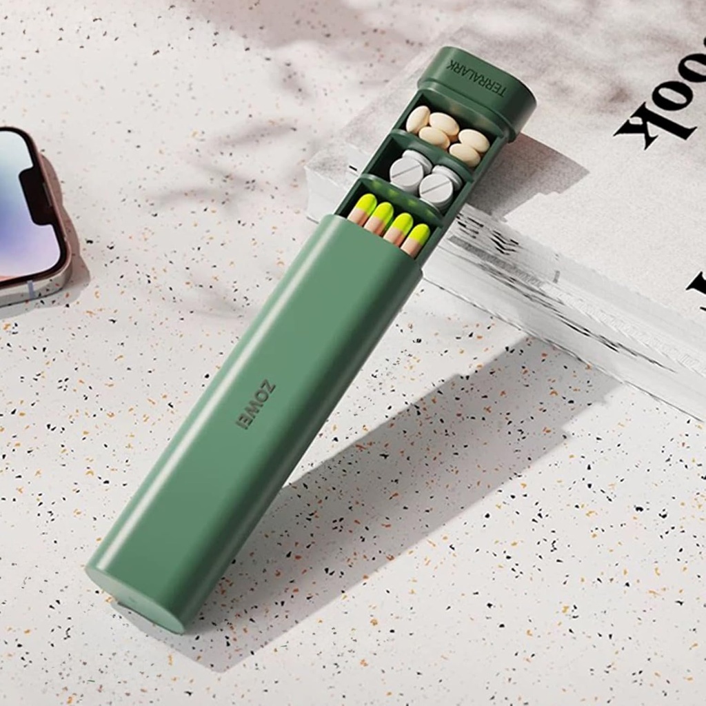 ピルオーガナイザー7日、週刊旅行ピルケース、毎日のピルボックス、ビタミン、薬、丸薬、サプリメント(グリーン)を保持するためのかわいいピルホルダー