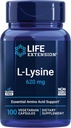 ライフエクステンションL-Lysine、620mg、健康な窒素バランス、カルシウム代謝、ストレス応答&その他、グルテンフリー、非GMO、ベジタリアン、100カプセル