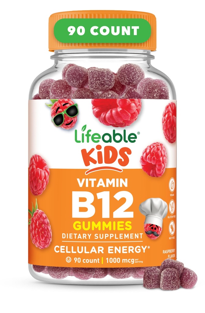 乳幼児用ビタミンB12 | 1000mcg | ビタミンB12 グミ | グルテンフリー・ヴィーガンB12 ビタミン | エネルギー・気分・神経系対応ビタミンB12 ビタミンB12