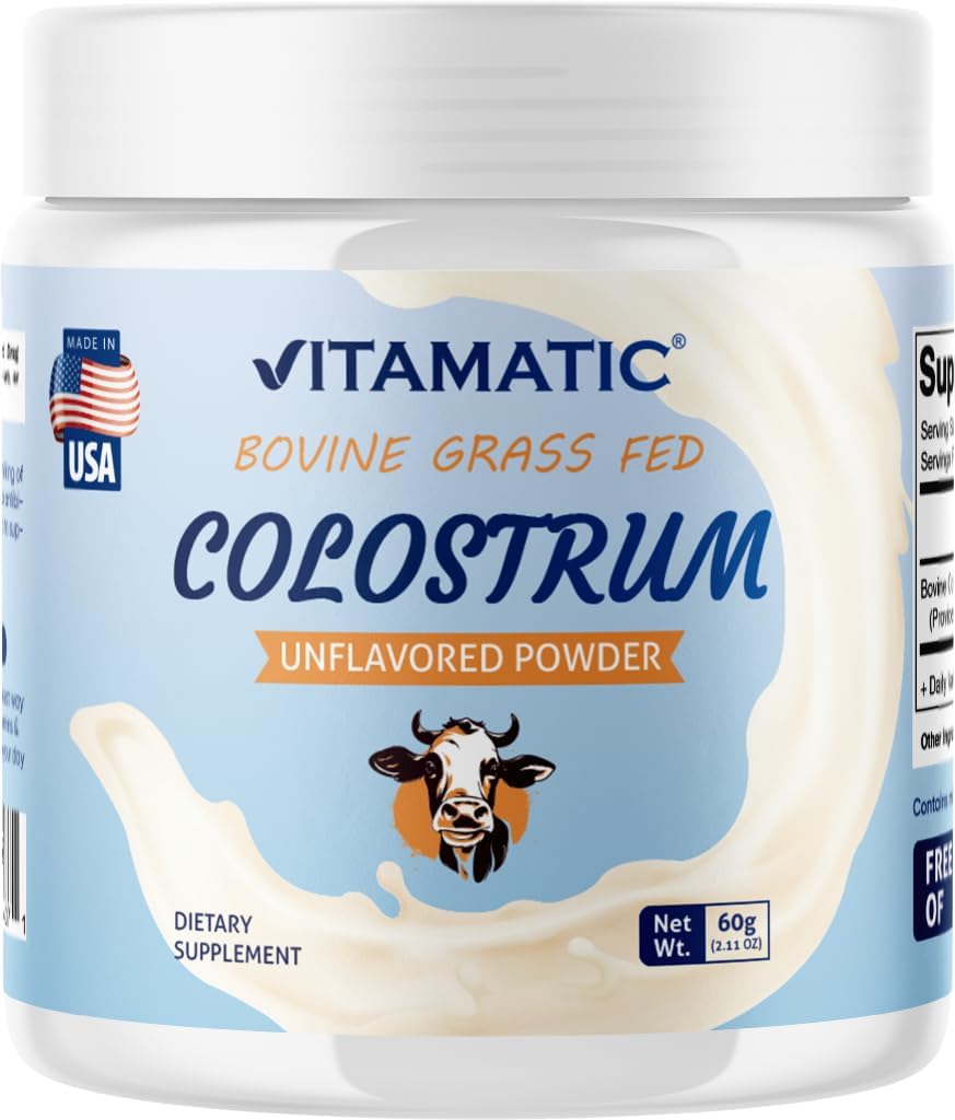 Vitamatic Bovine Colostrum 30% IgGパウダー - Gut Health、美容、筋肉の回復、免疫サポートのためのサプリメント - 簡単に混合 - 60グラム(30のサービング、非風味)