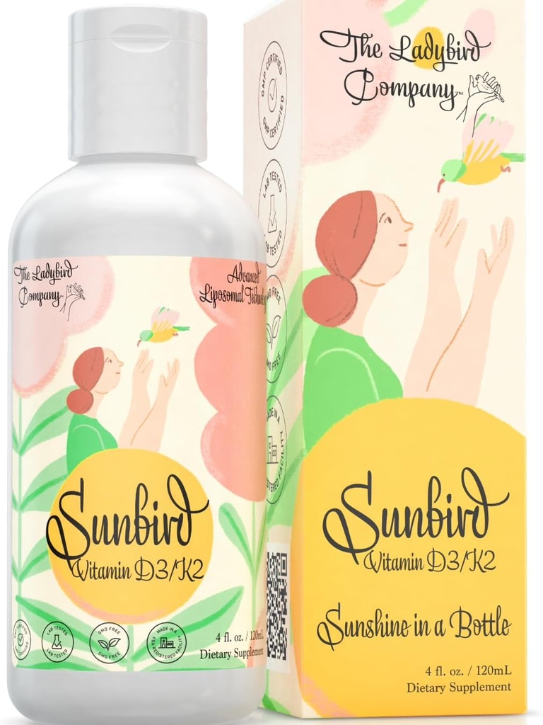 Sunbird Liposomal Liquid Vitamin D for Women - プレミアムビタミンD3とK2 for Menopause、Fertility、Pregnancy&Bone Health - 砂糖、ベジタリアン、K2のSublingual Liquid Vitamin D3、米国製