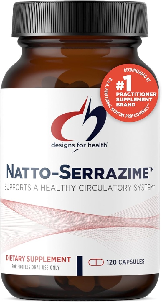 セラプティダーゼと健康ナトキナーゼのためのデザイン - Natto-Serrazime + Proteolytic酵素 - ヘルシーな循環器系 + 免疫健康 - 非GMOサプリメント (120カプセル)