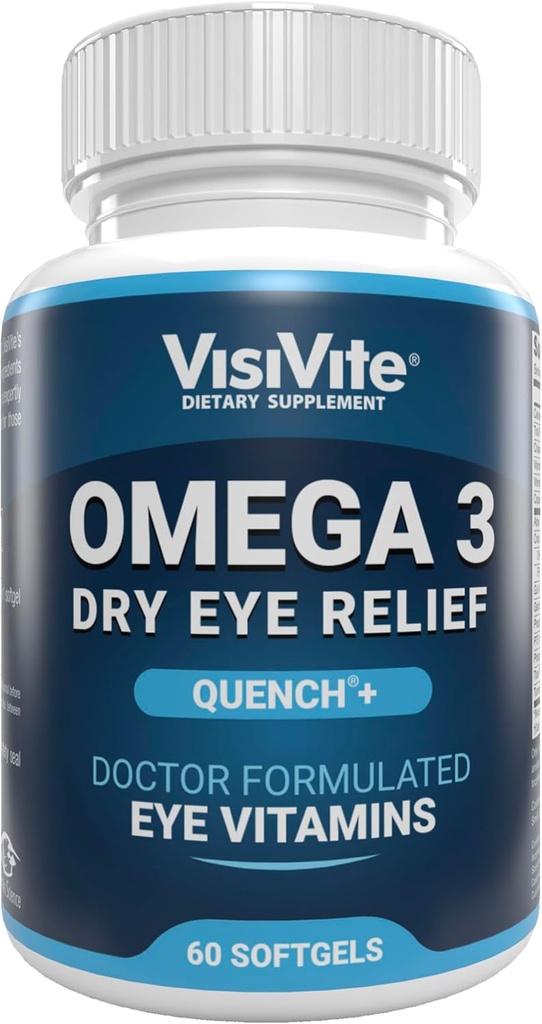 Omega 3はEPAおよびDHA - VisiViteの乾燥した目の救助Quench+と目の補足を乾燥します オメガ3サプリメント - オメガ3魚油で作られたドライアイビタミン - 60Softgels。