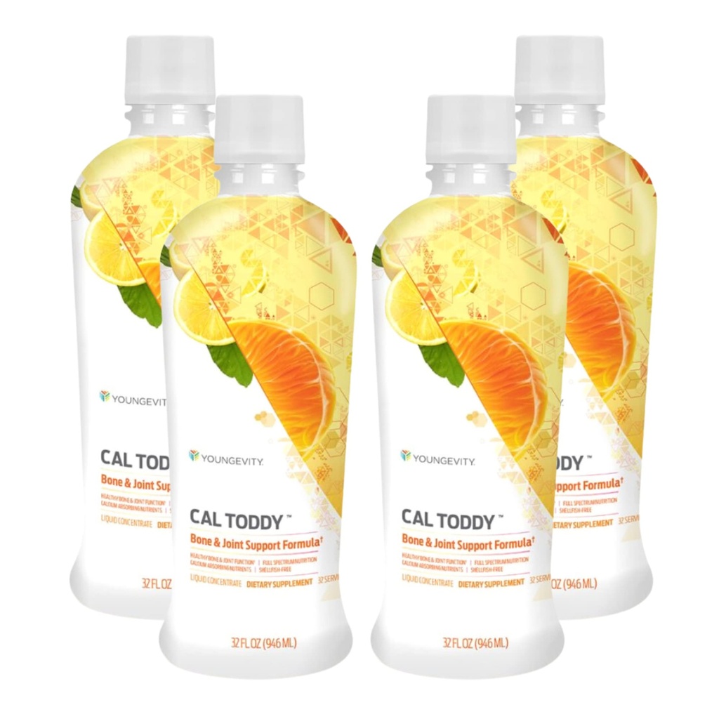 Youngevity CAL Toddy - Calcium (Citrate、Phosphate) マグネシウム 1,200mg/600mg - ビタミンD-3、亜鉛、銅、カリウム、ほう素、70 + Traceミネラルコファクタ - 骨の健康をサポート - 32 Fl Oz(パッケージ4)