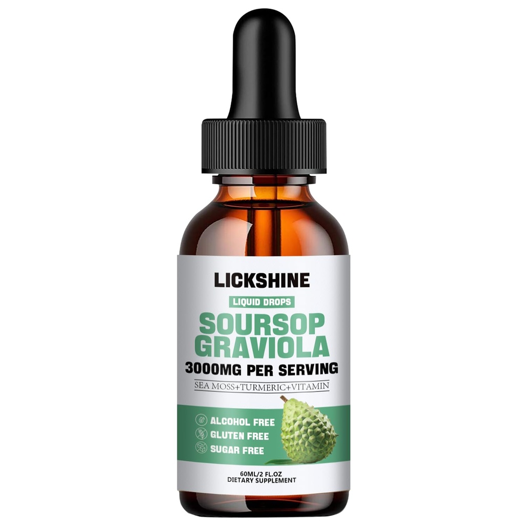 1パック3000MG Soursop Graviola液体ドロップセルサポート&再生、lmmune、Gut、酸化防止、気分、リラックス、肝臓と睡眠Zzz - Soursop Graviolaリーフエキス、海苔、ターメリック - 2Fl Oz