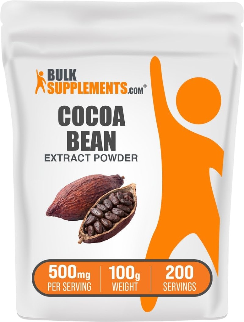 BulkSupplements.com Cocoa豆エキスパウダー - Cocoaサプリメント - 甘味、ビーガン&グルテンフリー、給食当たり500mg、100g(3.5オンス)(パッケージ1)