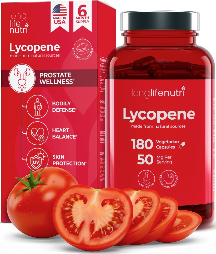 Lycopene 50mg 180 のベジタリアンのカプセル | 補足の健康 | 自然なトマトのエキスの非GMO | 純粋な粉