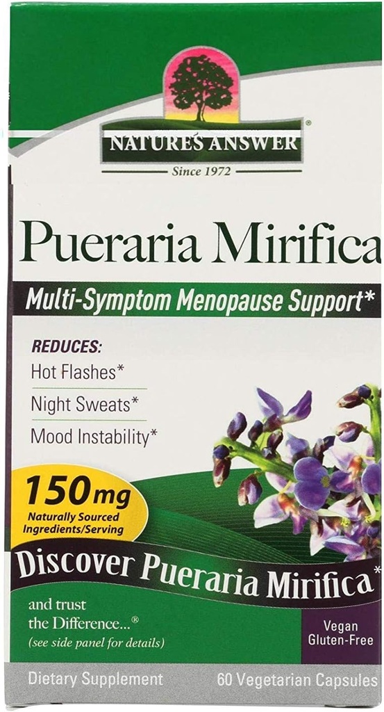 Nature's Answer Pueraria Mirifica Capsules 60 Count | Female Reductive Support | Smooth Skin & Hair Supplement | Natural Menopause Aid