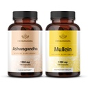 HERBAMAMA Ashwagandha と Mullein キット - バンドル 1500 mg Ashwagandha ルート & 1200 mg Mullein リーフカプセル 100 キャップ - ビーガン, 非GMO, 砂糖 & アルコールフリー - 2 パック