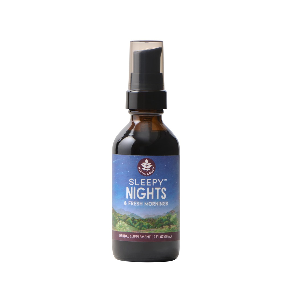 WishGarden Herbs Sleepy Nights & Fresh Mornings - All-Natural Herbal Sleep Aid Tincture、パッションフラワー、ホップ、スカルキャップ付きのオーガニック睡眠サプリメント、ディープスリープ&ヘルシー睡眠サイクルをサポート、2oz