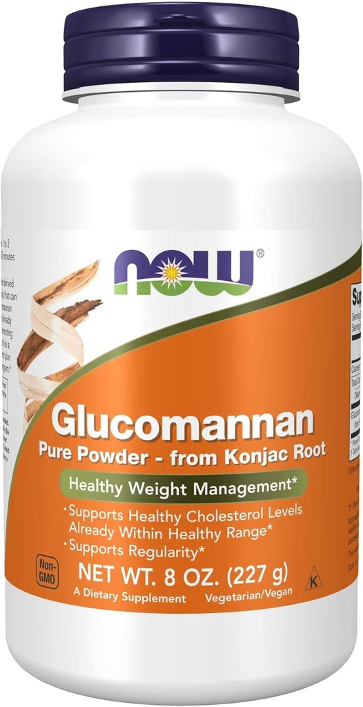 NOW Foods Supplements, Glucomannan (Amorphophallus konjac) Pure Powder, Supports Regularity*, Healthy Weight Management*, 8 Ounce (Pack of 1)