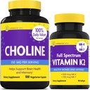 InnovixLabsコリン&ビタミンK2バンドルコリンBitartrate 550mg (100カプセル)フルスペクトラムビタミンK2(90 Softgels)。 メモリ、気分、脳の健康とブースト認知をサポート*