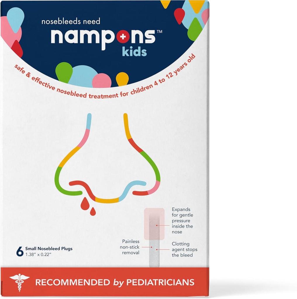Namponsキッズノーズブルストッパー - 6ノーズブリードストッパープラグキットを子供のための使いやすい。 小児科医による信頼 Hypoallergenic Clottingの代理店は接触のNosebleedsの速い停止します。 安全で痛みのない