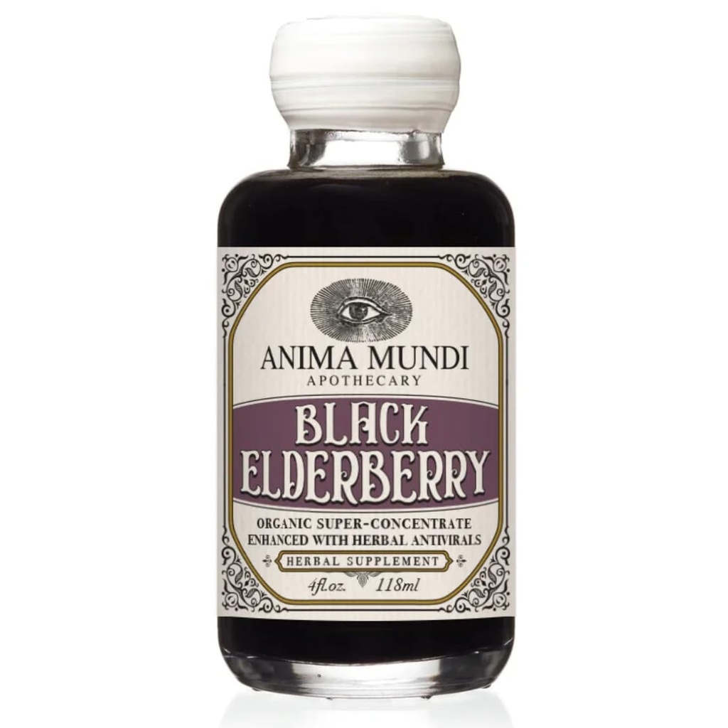 Anima Mundi Apothecary ブラック エルダーベリー シロップ - オーガニック エルダーベリー シロップ with Skullcap バイカル、コルディセプ、Reishi、椎茸、シイタケ キノコ 助ける サポート免疫の健康 (4oz / 118ml)