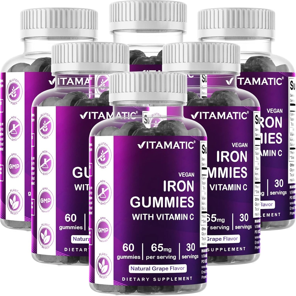 女性のためのVitamaticの鉄65のmgのガミーの補足及び人- 60のビーガンガミー-ビタミンCの大きいおおう鉄のガミーのビタミン (6)