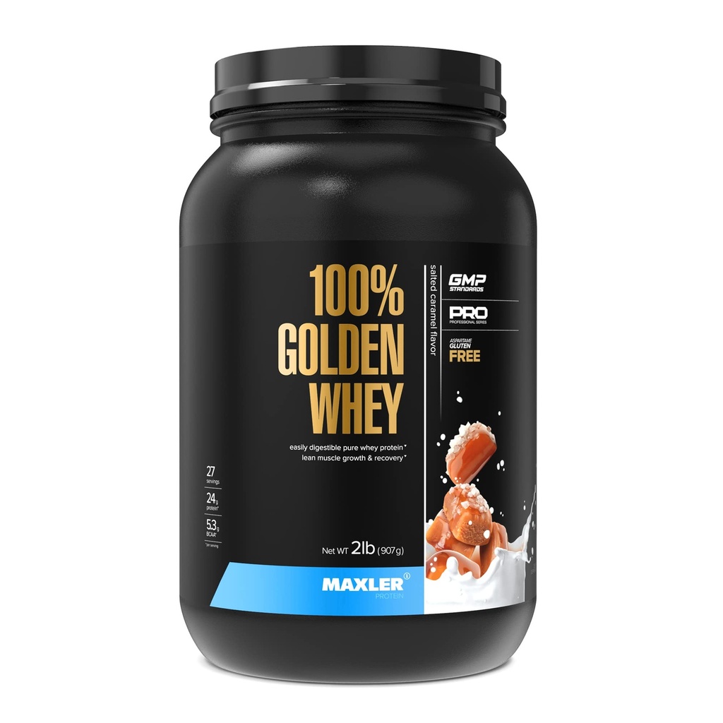 Maxler 100%ゴールデンウィープロテイン - サービングあたりのタンパク質の24g - プレポストワークアウトのためのプレミアムウィープロテインパウダー - 高速吸収ウィーコンセントレート、アイソレート&加水分解ブレンド - 塩キャラメル2ポンド