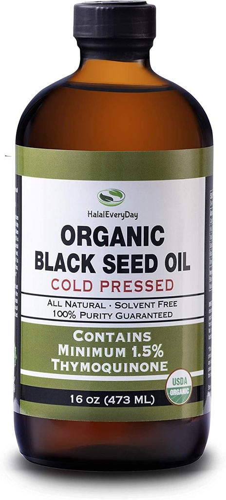 オーガニックブラックシードオイル - USDA認定コールドプレスガラスボトル1.5% Thymoquinone 3X強度トルコブラックCumin Nigellaサティバ非GMO 100%純粋なブラックシードオイル(32ozガラス(2X16)ボトル)