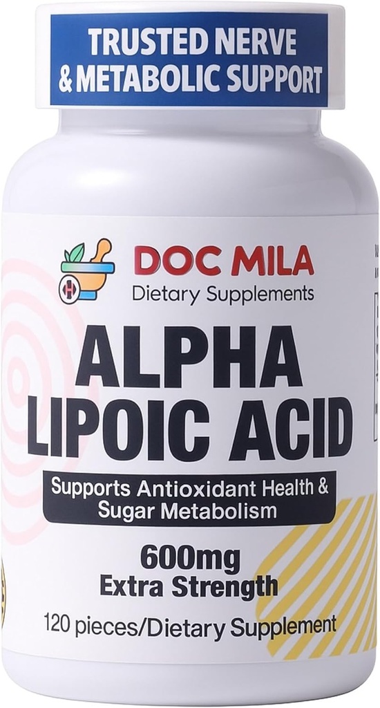 アルファリポ酸600mg 120のカプレット-NerveのSciaticaの周辺性神経症サポート-グルテンフリー、大人のためのビーガン及び非GMO