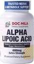 Alpha Lipoic Acid 600mg 120 Caplets - Nerve Sciatica Peripheral Neuropathy Support - Gluten Free, Vegan & Non-GMO for Adults